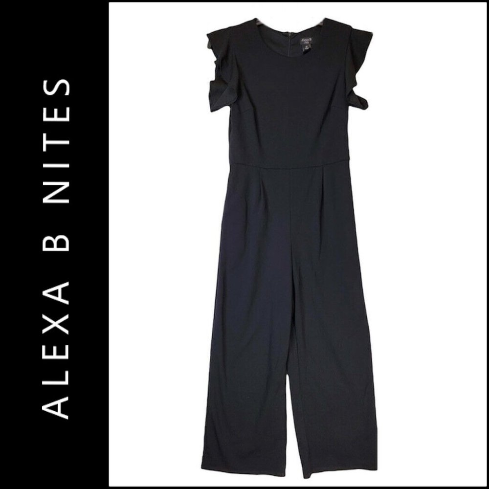 Alex B Nites Women Mini Sleeve Jumpsuit Career Formal Size 10 Black